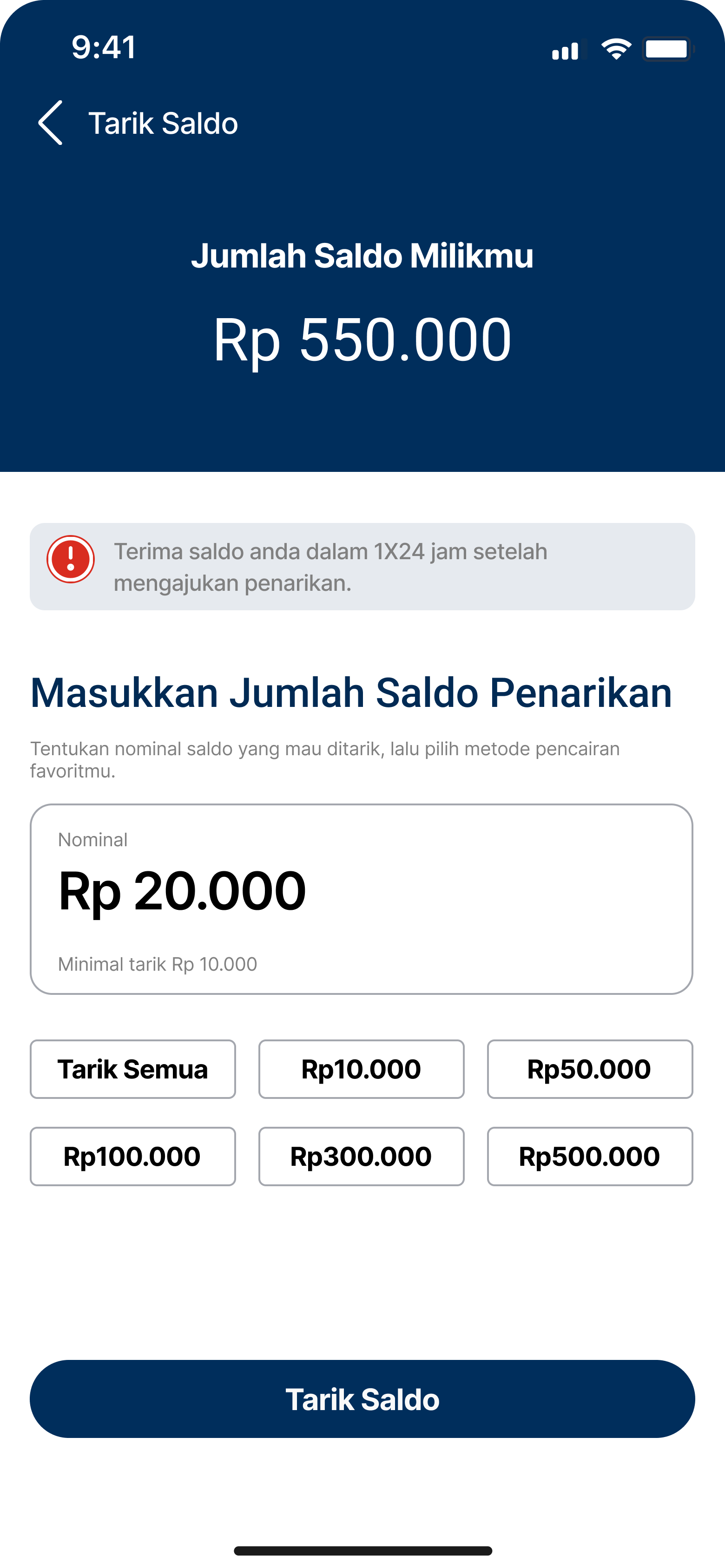 Tarik saldo dengan mudah dan cepat